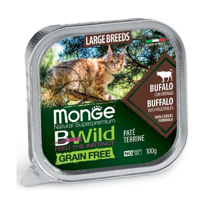 Monge Cat BWild Paté gr.100 Large Breeds Bufalo con Ortaggi