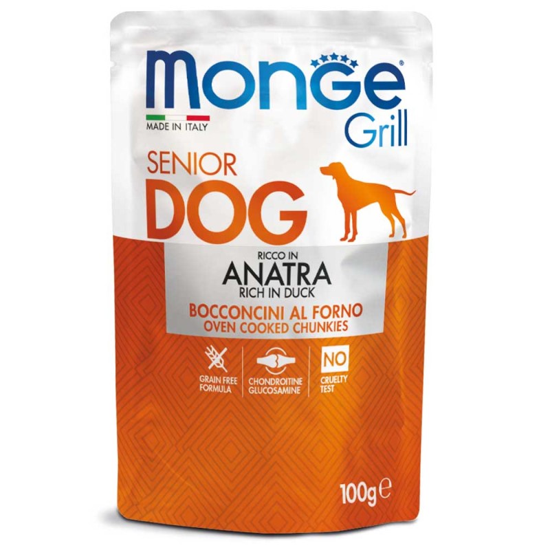 Monge Grill Dog Bocconcini Ricco in Anatra Senior gr 100