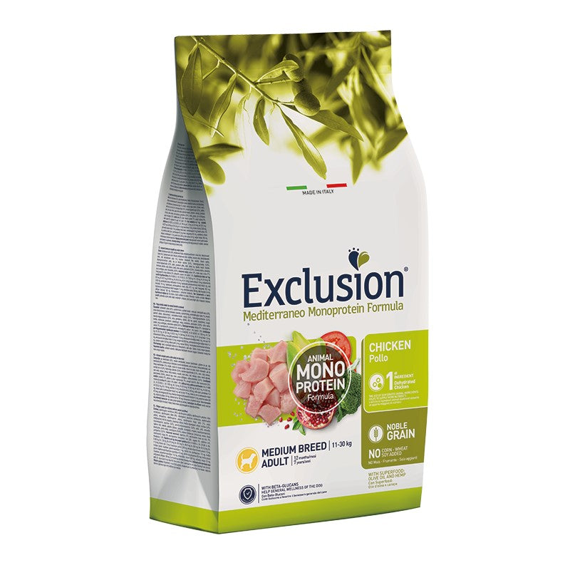 Exclusion Dog Mediterraneo Monoprotein Adult Medium Breed Pollo kg.12