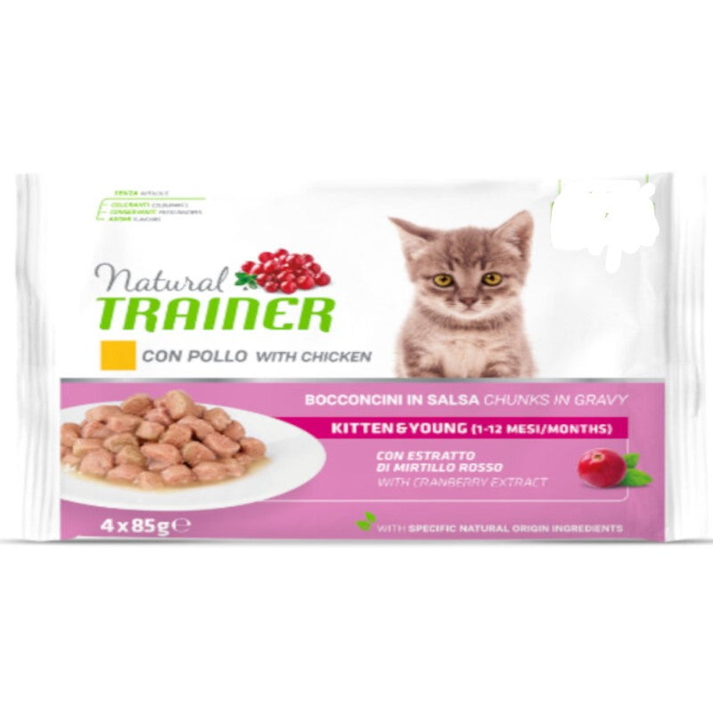 Natural Trainer Bocconcini Kitten Pollo Flowpack 4x85 gr