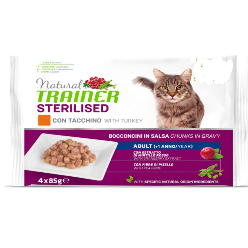 Natural Trainer Bocconcini Sterilised Tacchino Flowpack 4x85 gr