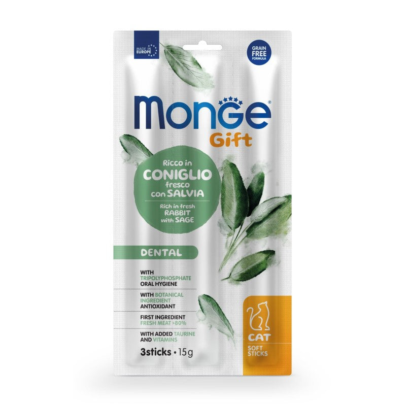 Monge Gift Cat Soft Sticks Dental Coniglio gr 15