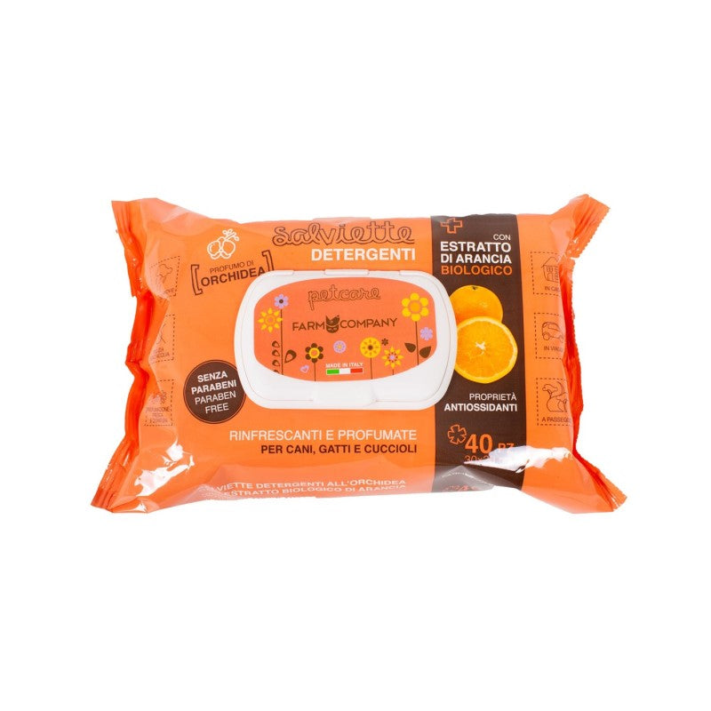 Farmcompany Salviette Umidificate Arancia e Orchidea pz.40