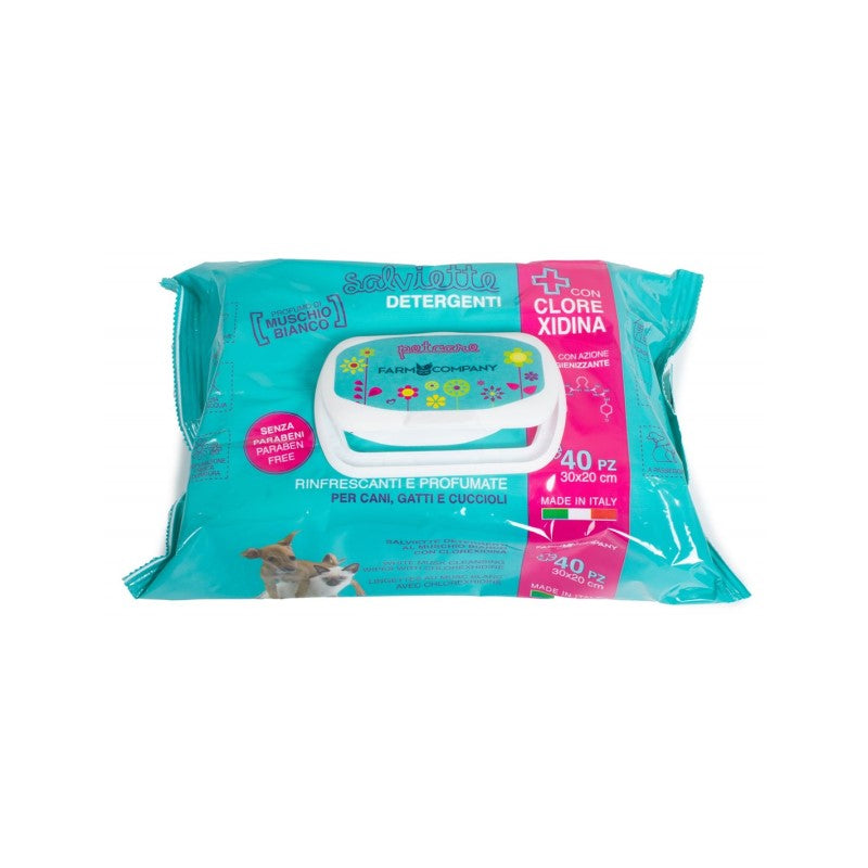 Farmcompany Salviette Umidificate Clorexidina e Muschio Bianco pz.40