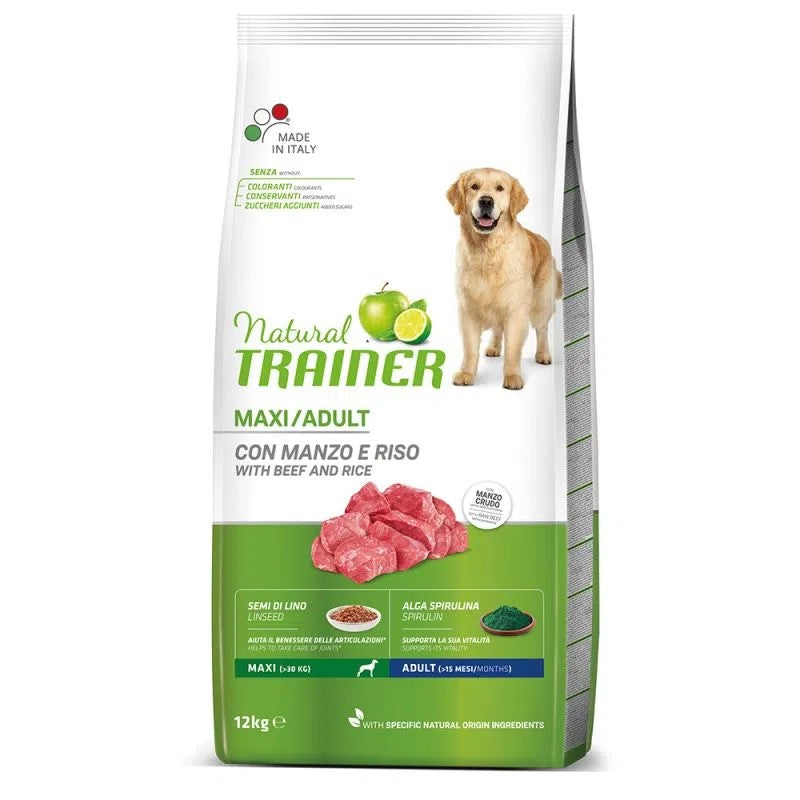 Natural Trainer Dog Adult Maxi Manzo e Riso Kg 12