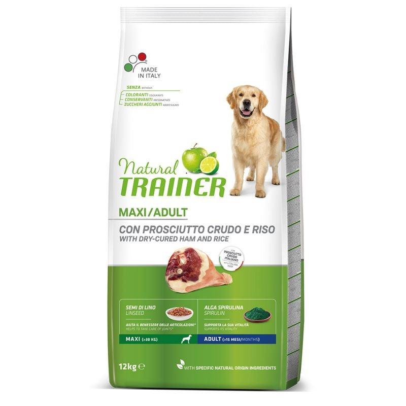 Natural Trainer Dog Adult Maxi Prosciutto e Riso Kg 12
