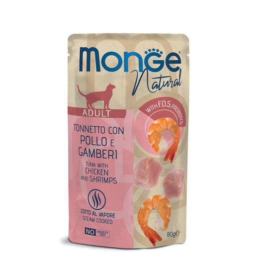 Monge Cat Natural Busta gr.80 Tonno con Pollo e Gamberi