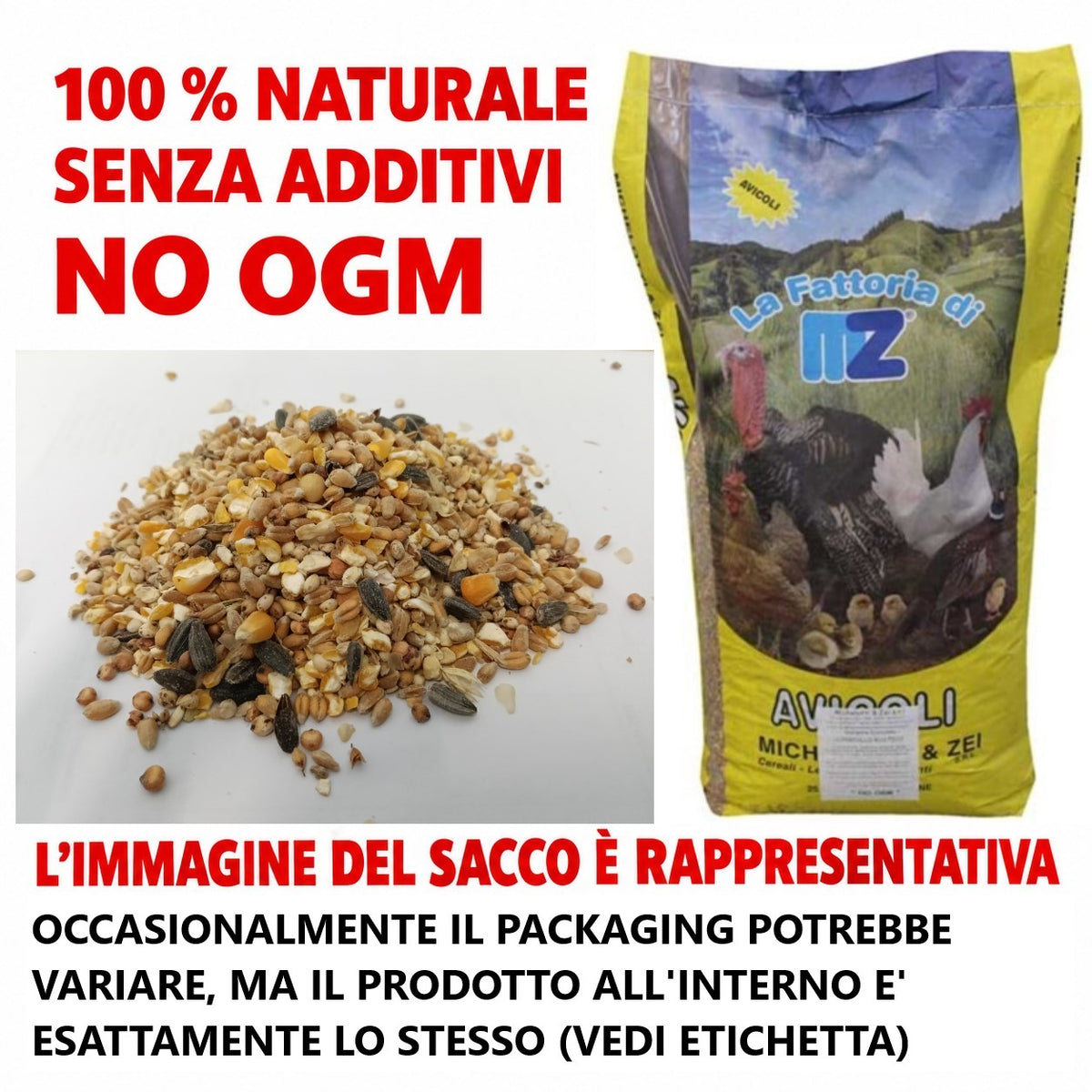 Mangime Misto Granaglie con Girasole per Polli Galline Ovaiole e altri Avicoli