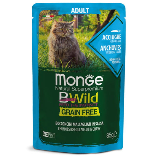 Monge Cat BWild Busta gr.80 Adult Acciughe con Ortaggi