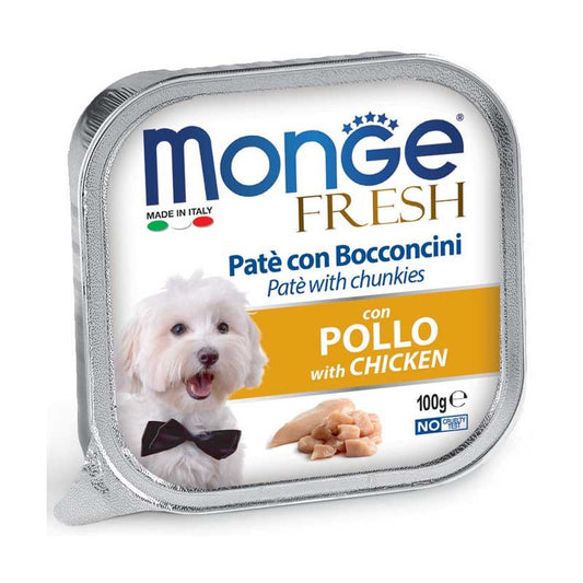 Monge Fresh Dog Paté e Bocconcini con Pollo gr 100