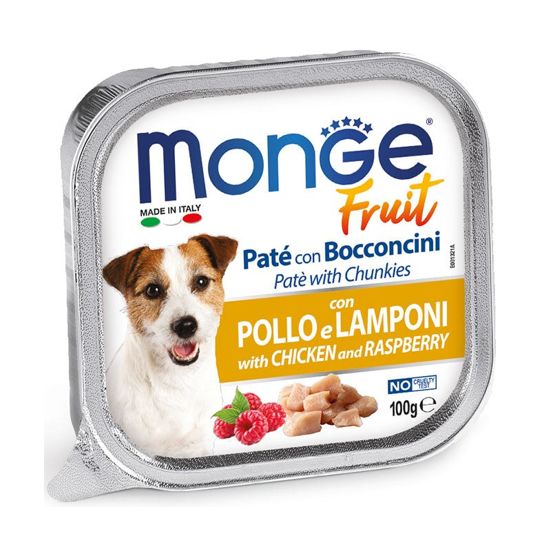 Monge Fruit Dog Paté con Bocconcini gr.100 Pollo e Lamponi