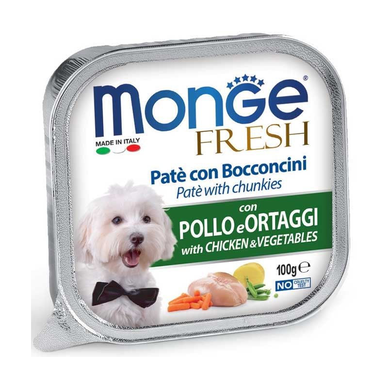 Monge Fresh Dog Paté e Bocconcini con Pollo e Ortaggi gr 100