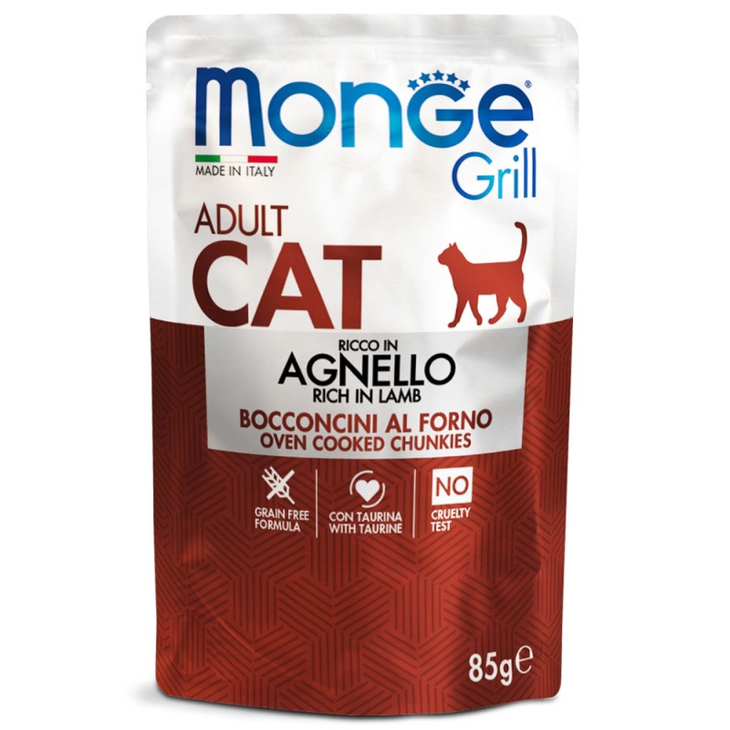 Monge Grill Cat Bocconcini in Jelly Ricco in Agnello Adult gr 85