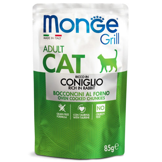 Monge Grill Cat Bocconcini in Jelly Ricco in Coniglio Adult gr 85