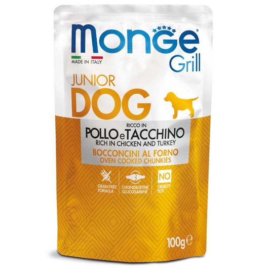 Monge Grill Dog Bocconcini Ricco in Pollo e Tacchino Junior gr 100