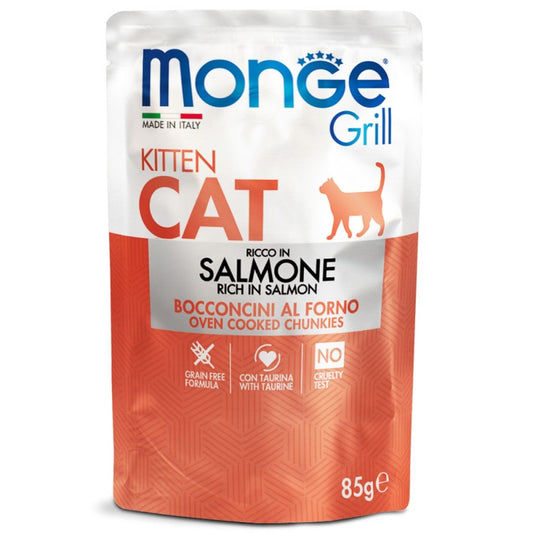 Monge Grill Cat Bocconcini in Jelly Ricco in Salmone Kitten gr 85