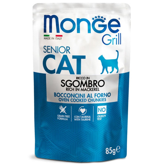 Monge Grill Cat Bocconcini in Jelly Ricco in Sgombro Senior gr 85