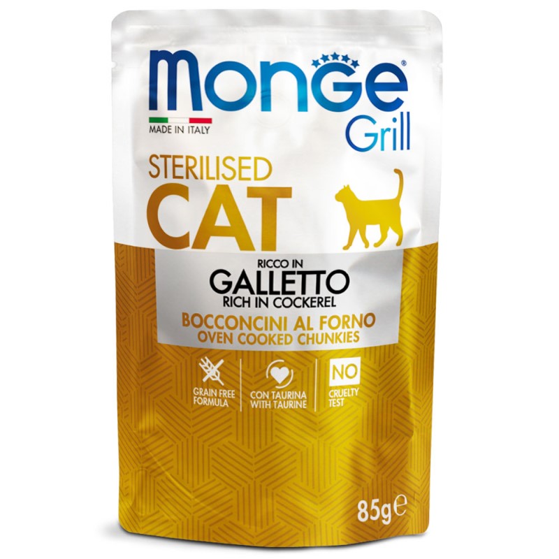 Monge Grill Cat Bocconcini in Jelly Ricco in Galletto Sterilised gr 85