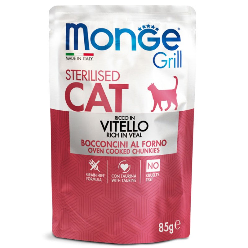 Monge Grill Cat Bocconcini in Jelly Ricco in Vitello Sterilised gr 85
