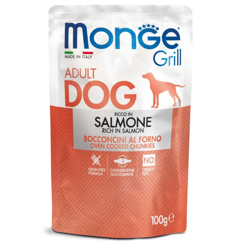 Monge Grill Dog Bocconcini Ricco in Salmone Adult gr 100