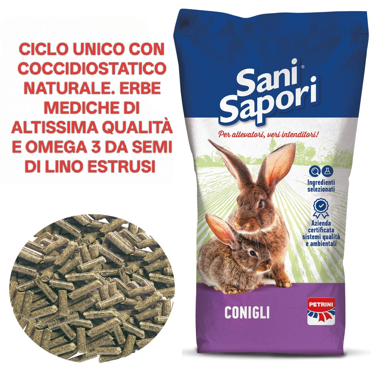Petrini Cunifit Mangime Conigli Ciclo Unico con Coccidiostatico Naturale