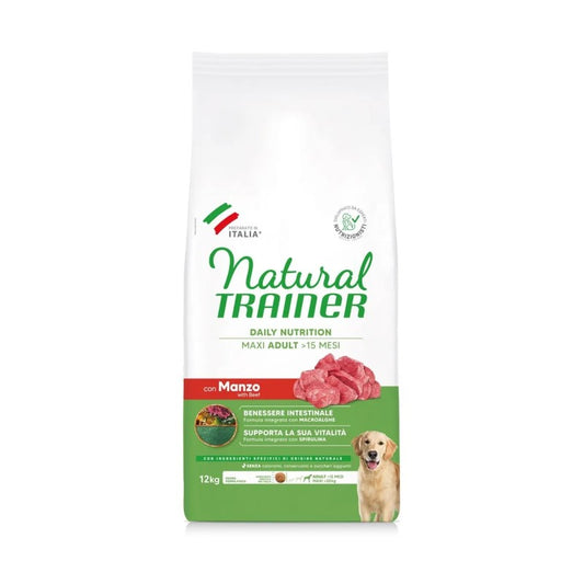 Natural Trainer Dog Adult Maxi Manzo e Riso Kg 12