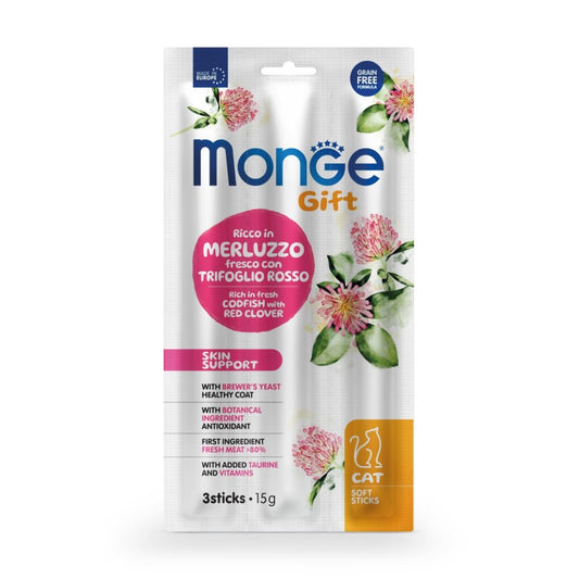 Monge Gift Cat Soft Sticks Skin Support Merluzzo gr 15